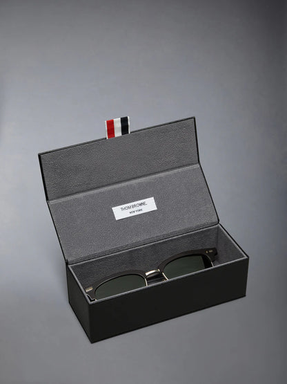 RECTANGULAR SUNGLASSES IN ACETATE AND TITANIUM GREY