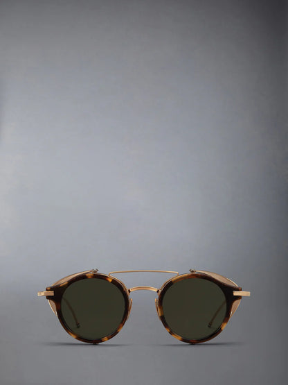 ROUND SUNGLASSES W / SIDE SHIELDS IN ACETATE AND TITANIUM