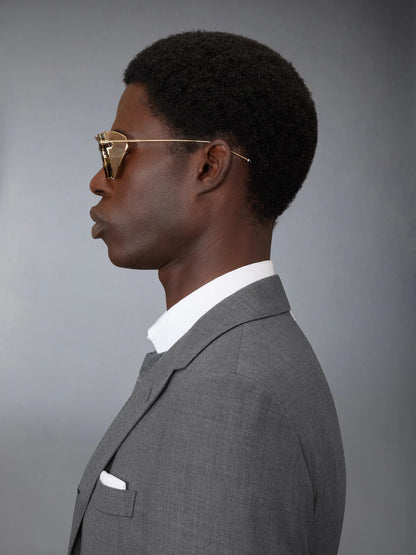 ROUND SUNGLASSES W / SIDE SHIELDS IN ACETATE AND TITANIUM