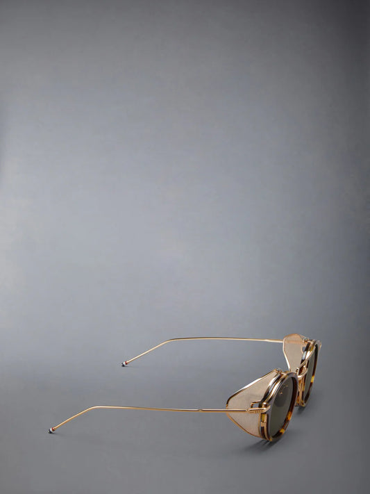 ROUND SUNGLASSES W / SIDE SHIELDS IN ACETATE AND TITANIUM