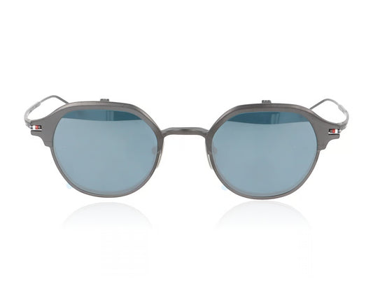 ROUND CLIP ON SUNGLASSES IN TITANIUM - GREY GUNMETAL