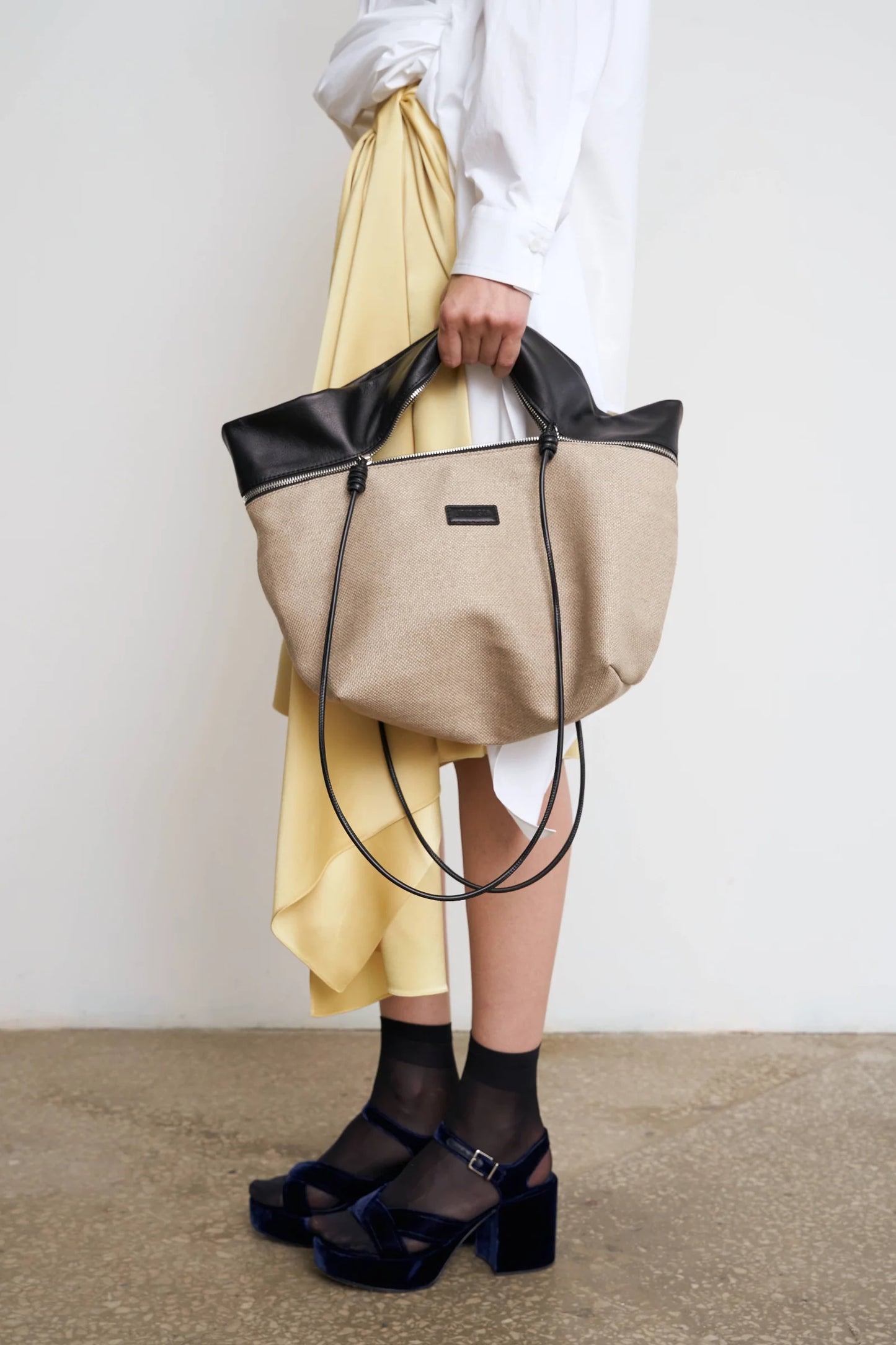 ZIP MINI BAG IN CANVAS WITH SHOULDER STRAP