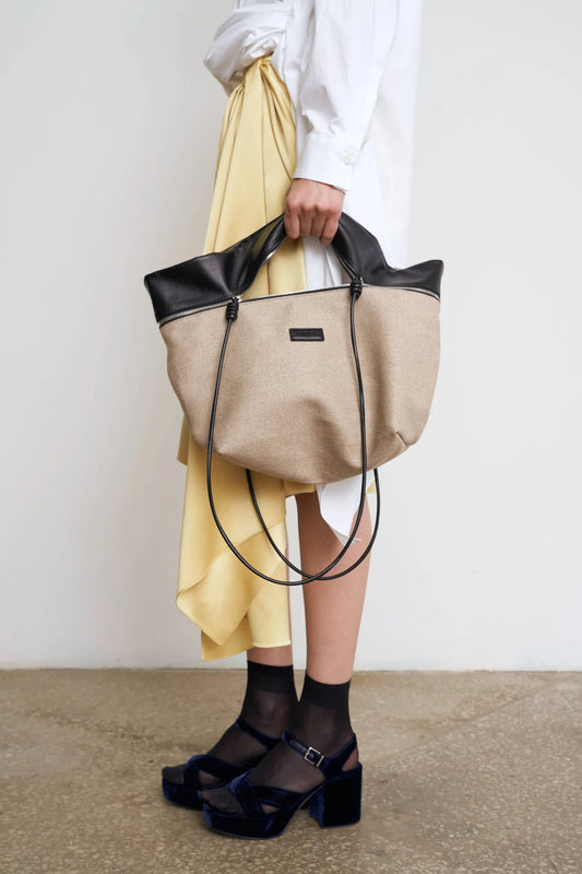 ZIP MINI BAG IN CANVAS WITH SHOULDER STRAP