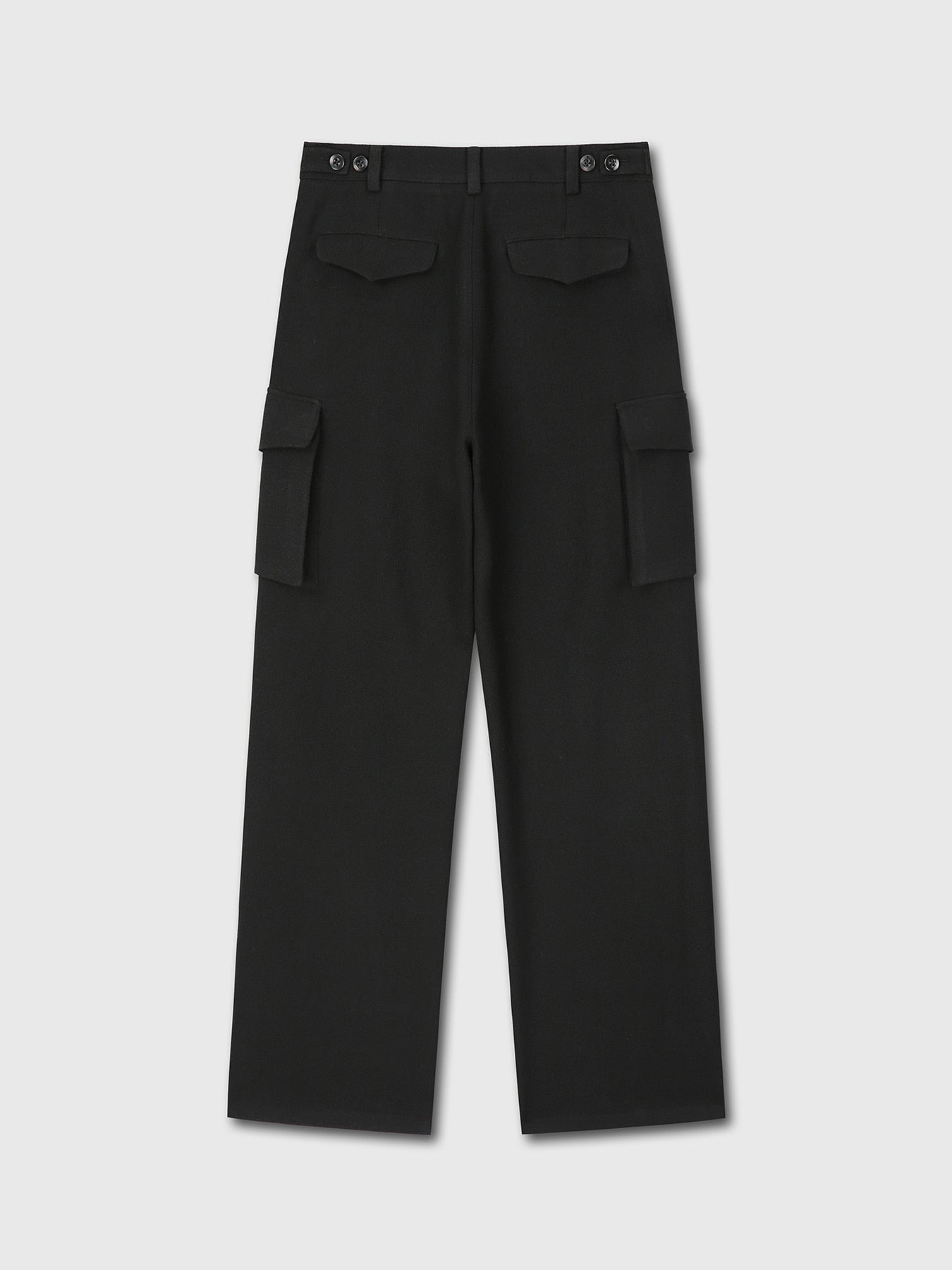 TEXTURED WOOL WIDE CARGO PANTS
