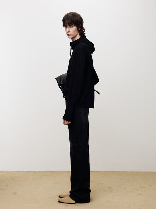 LIGHT WOOL HOODED ZIP JACKET