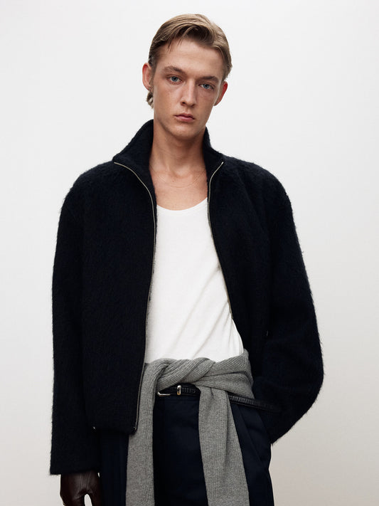 WOOL ALPACA ZIPPERED JACKET