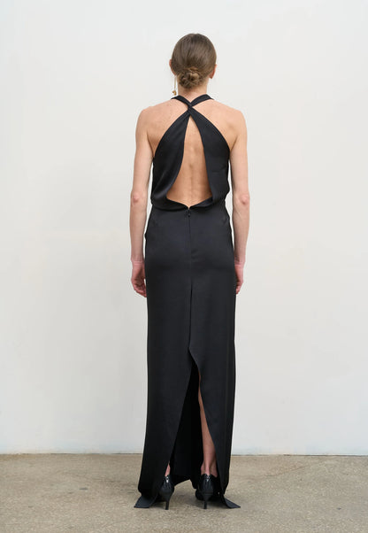 BLACK DRESS WITH TWISTED DETAILING