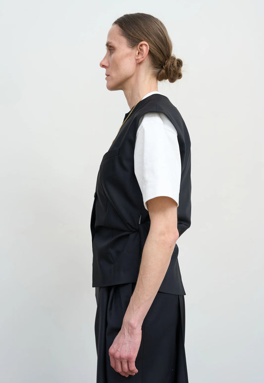 WOOL-BLEND VEST WITH DRAPED SIDES