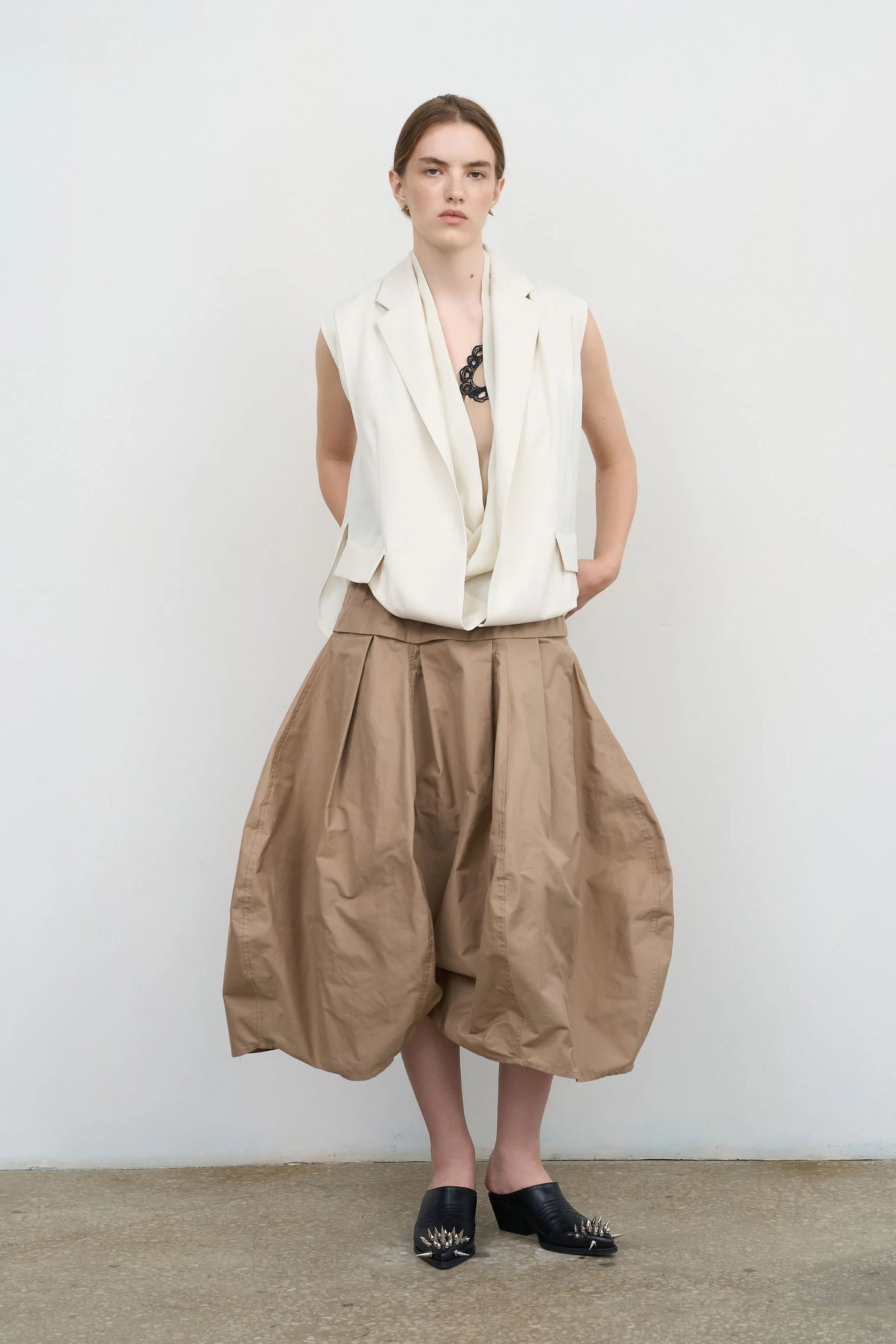 LAYERED TUCKED-HEM JACKET IVORY TWO