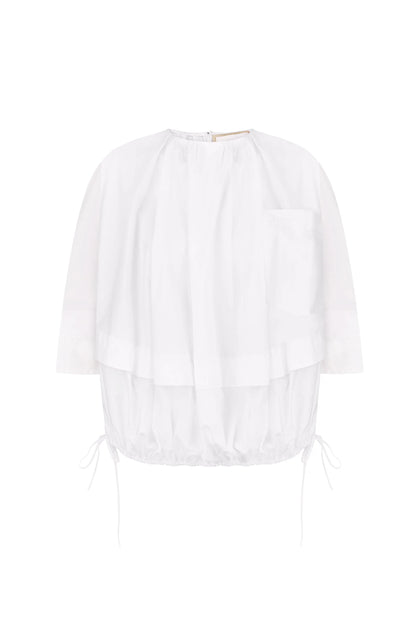POPLIN BALLOON BLOUSE WITH HEM STRING