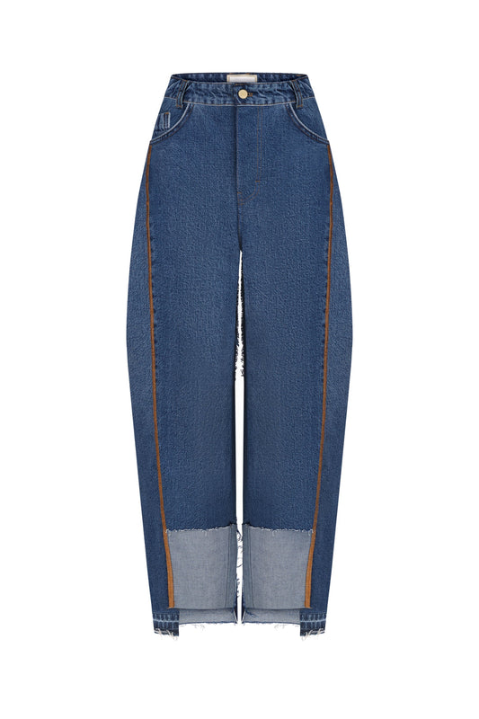 HIGH-RISE-BARREL-LEG JEANS