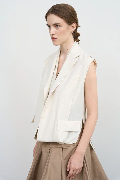 LAYERED TUCKED-HEM JACKET IVORY TWO