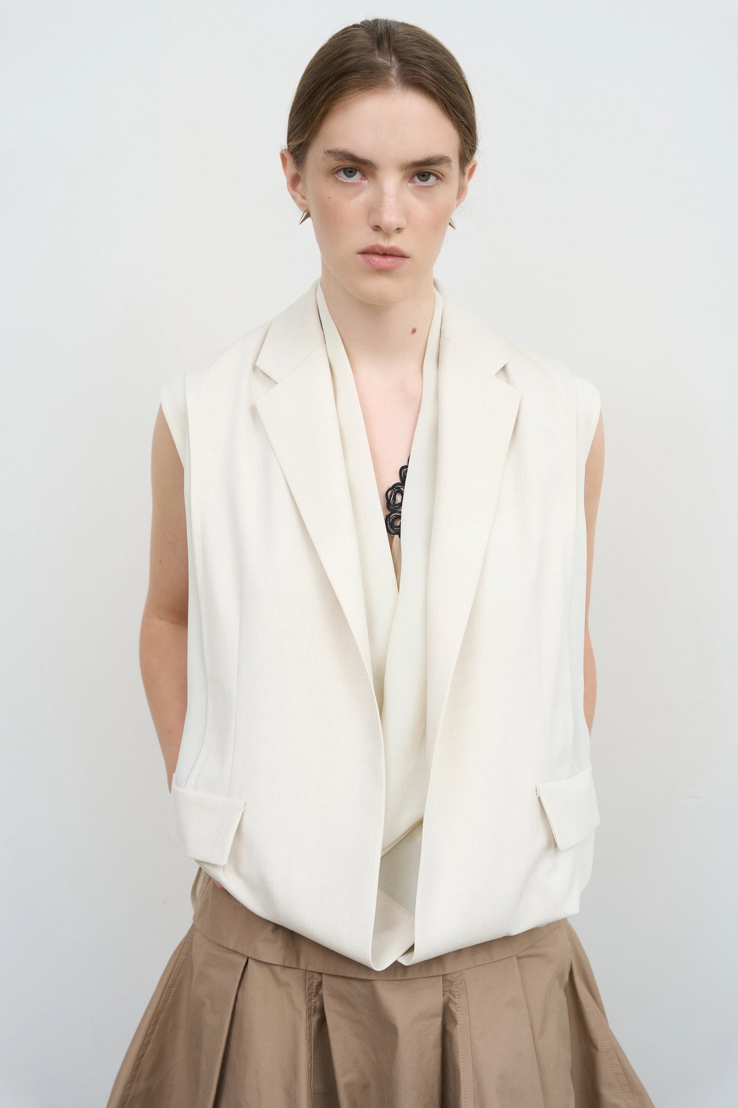 LAYERED TUCKED-HEM JACKET IVORY TWO