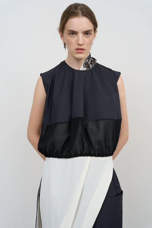 CROPPED WOOL BLEND TOP