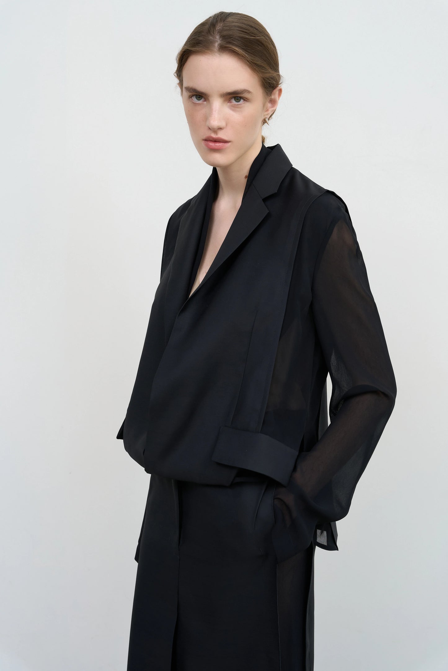 LAYERED TUCKED-HEM JACKET