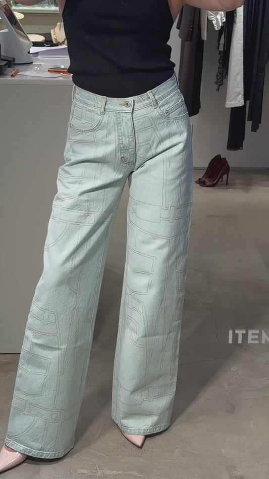EMBROIDERED WHITE JEANS