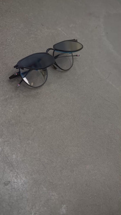 ROUND CLIP ON SUNGLASSES IN TITANIUM - GREY GUNMETAL