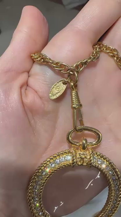 VINTAGE - CHANEL MAGNIFYING GLASS PEARL AND CRYSTALS NECKLACE