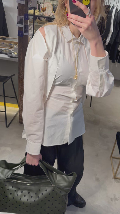 FITTED SHIRT WITH CAPELET OVERLAY