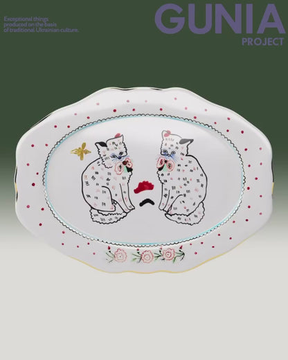 EASTER OVAL PLATE WITH KITTENS