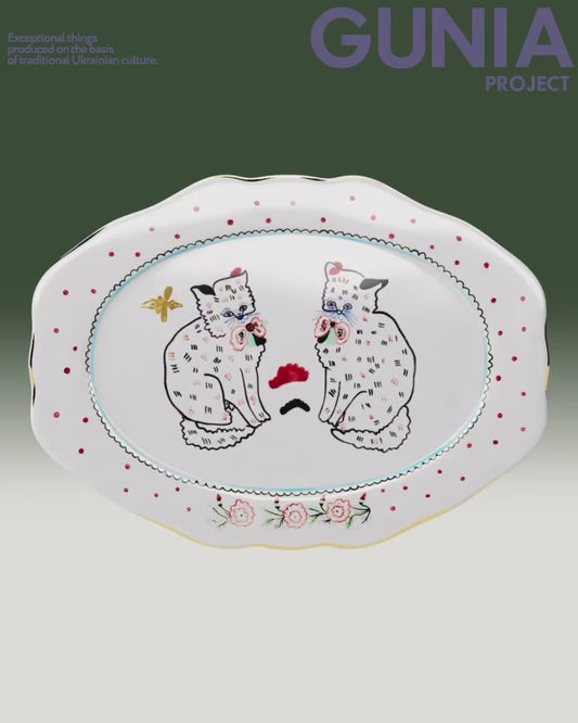 EASTER OVAL PLATE WITH KITTENS