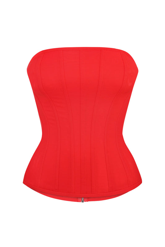 RED STRAPLESS CORSET