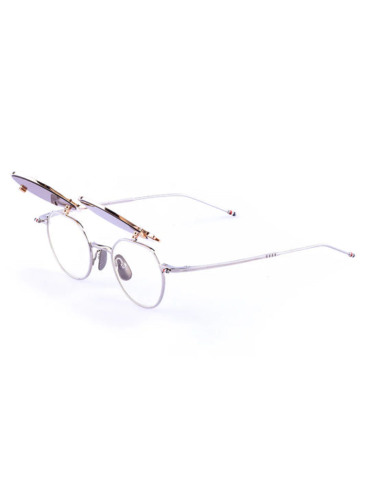 ROUND CLIP ON SUNGLASSES IN TITANIUM - GOLD