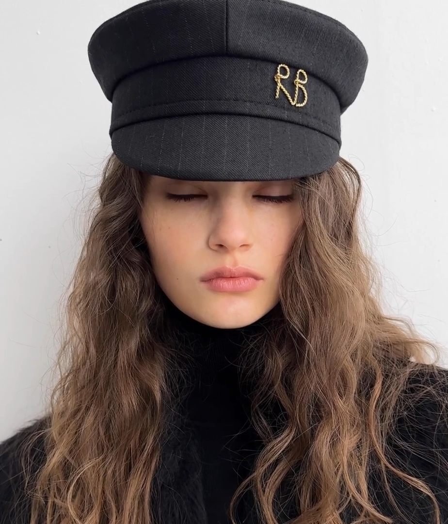 STRIPE-PATTERN BAKER BOY CAP