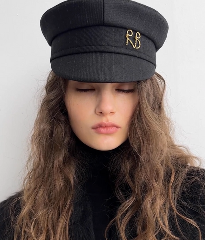 STRIPE-PATTERN BAKER BOY CAP