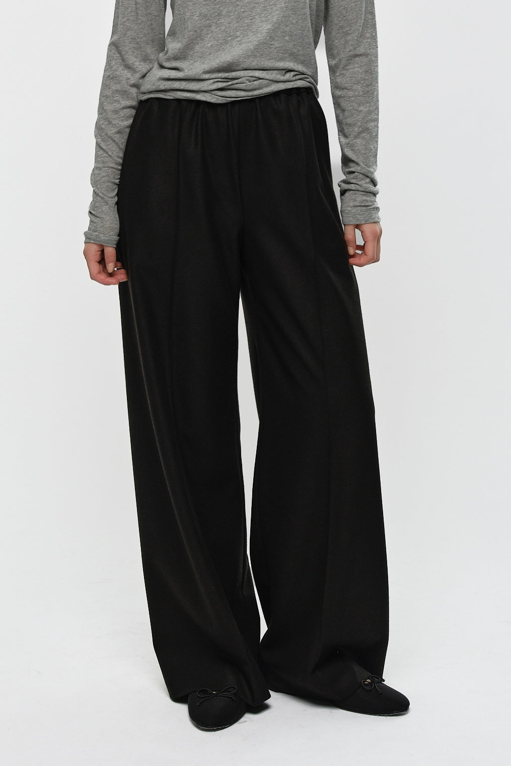 HONEY WARM WIDE PANTS BLACK
