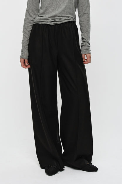 HONEY WARM WIDE PANTS BLACK